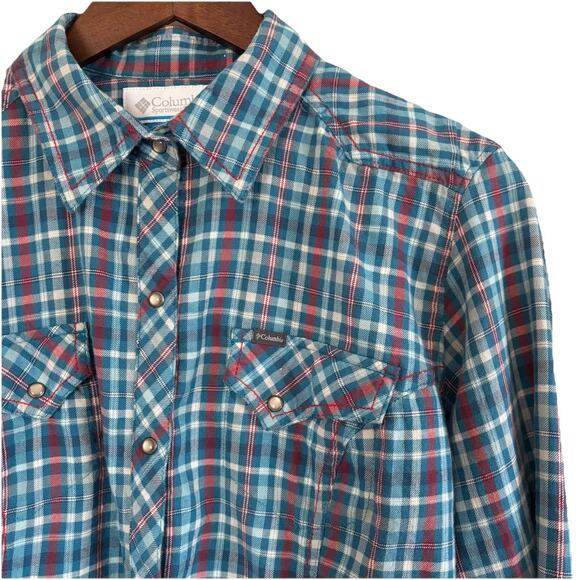 Columbia Snowy Nook Shirt Women’s XL Pink Long Sleeve Flannel Pearl Snap Western - Picture 2 of 15